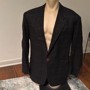 Lubiam Men’s Suit Jacket Plaid Cashmere Stuart Chicago Made in Italy